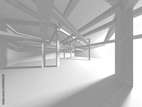Illuminated corridor interior design. Empty Room Interior Background
