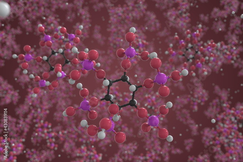 Phytic acid molecule, scientific molecular model, 3d rendering photo