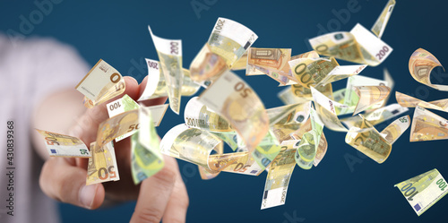 Obraz na plátně bill euro banknote in hand rain