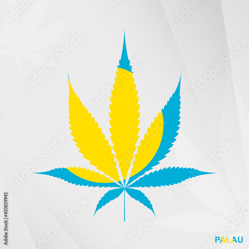 Flag of Palau in Marijuana leaf shape. The concept of legalization Cannabis in Palau.