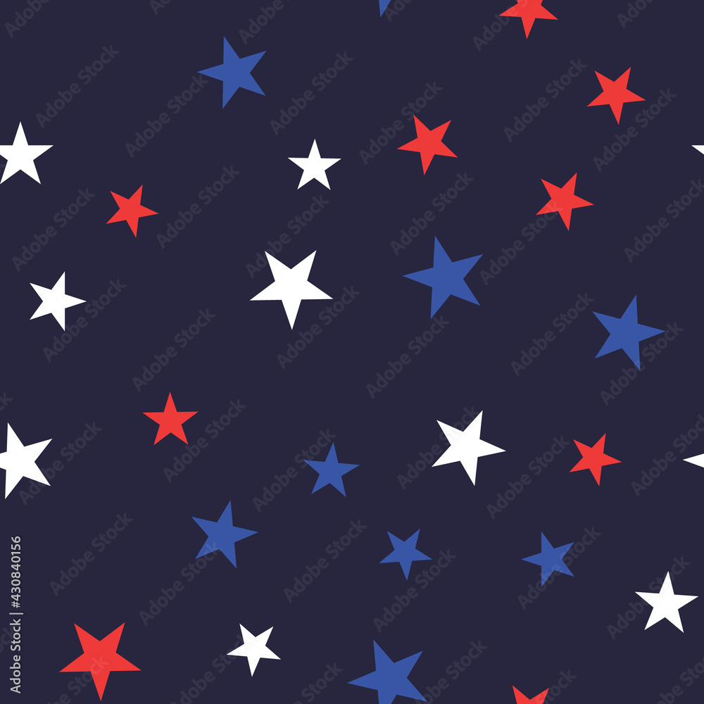 White, Red and Blue Stars with Dots Seamless Pattern White, Red and Blue Stars with Dots Seamless Pattern