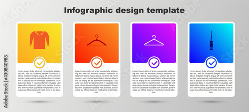 Set Sweater, Hanger wardrobe, and Awl tool. Business infographic template. Vector