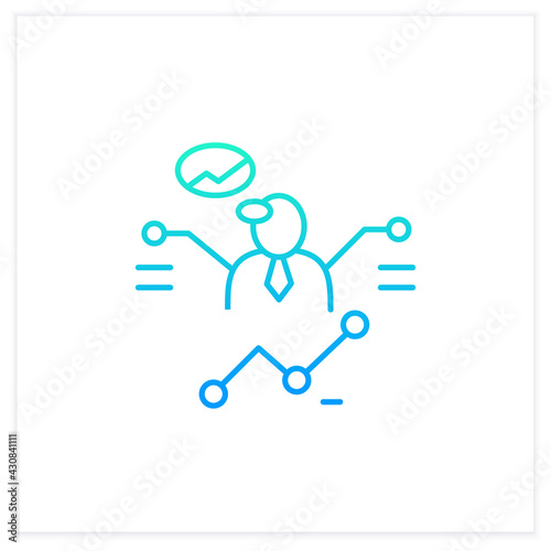 Customer predictions gradient icon.Forecasting process a winning business, purchase.Profitable investment. Customer data concept.Isolated vector illustration.Suitable to banners, apps and presentation