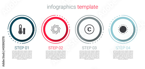 Set Meteorology thermometer, Tornado, Celsius and Sun. Business infographic template. Vector