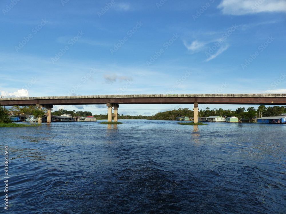 Bridge of the federal highway 319 over the river Parana do Araça near Araça. Amazon, Brazil.