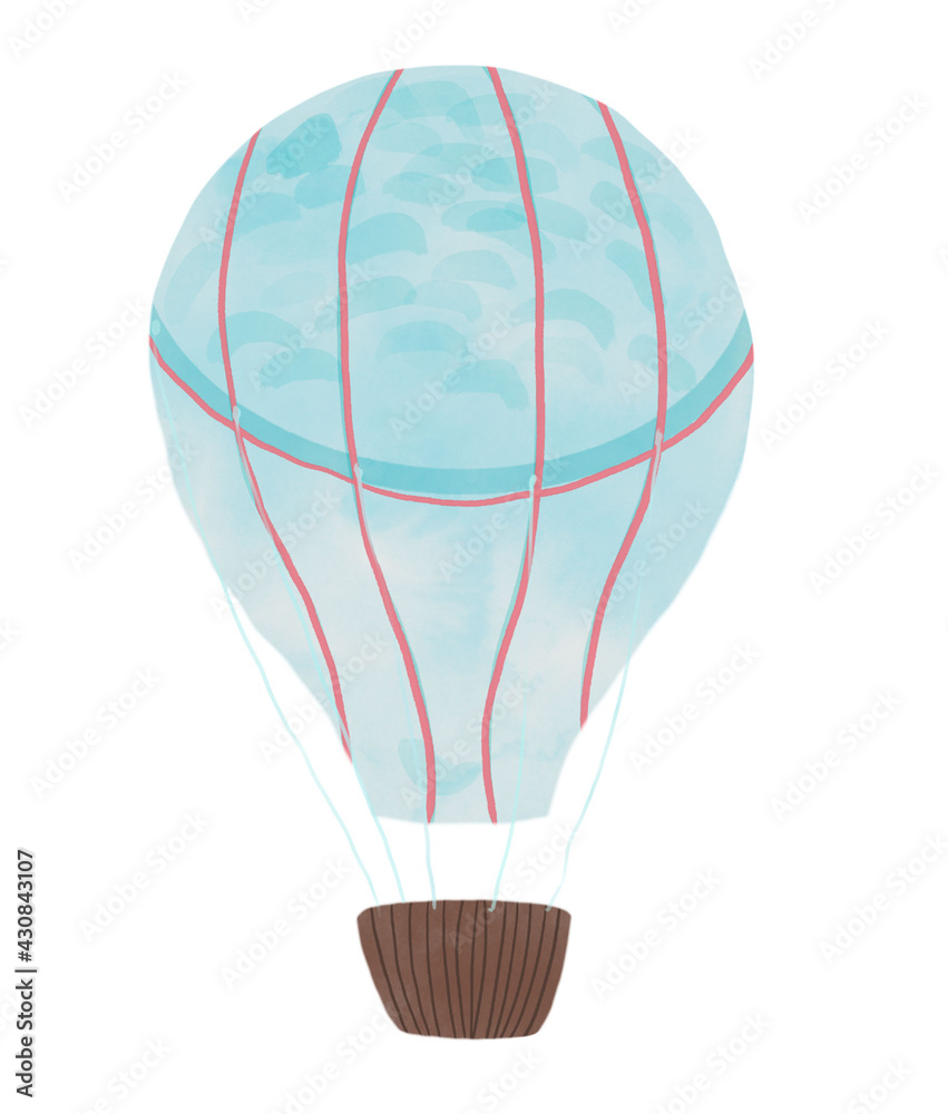 Obraz premium Cute baby hot air-balloon with brown basket