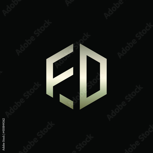 Hexagon Shape Logo with Letters FD