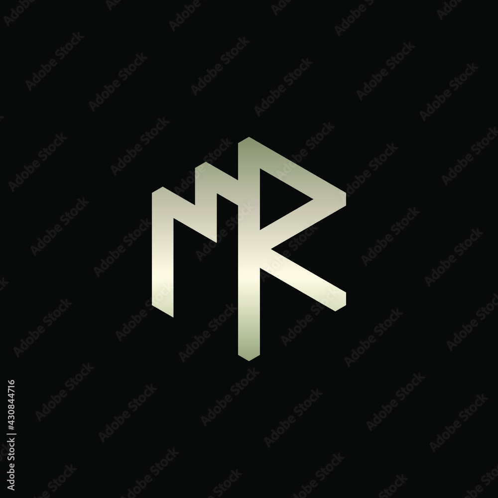 Hexagon Shape Logo with Letters MR Hexagon Shape Logo with Letters MR