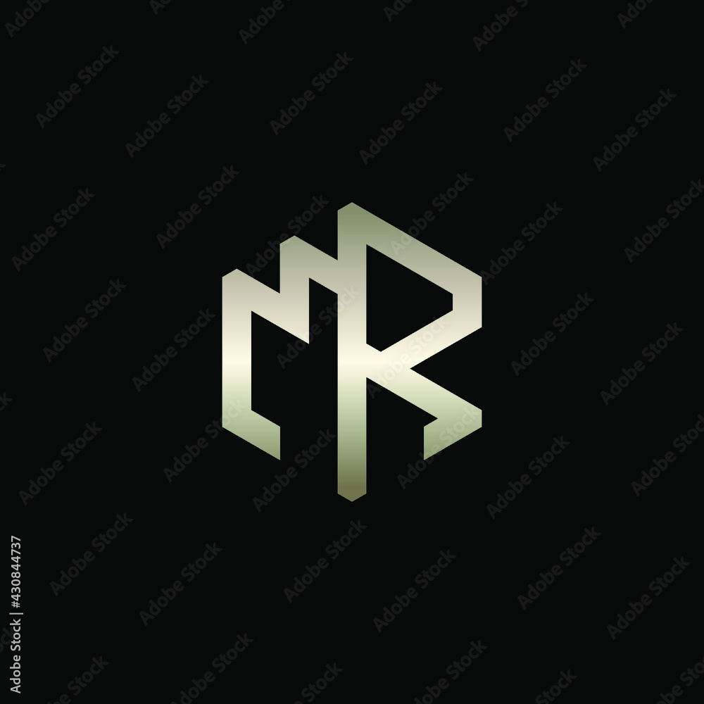 Hexagon Shape Logo with Letters MR Hexagon Shape Logo with Letters MR