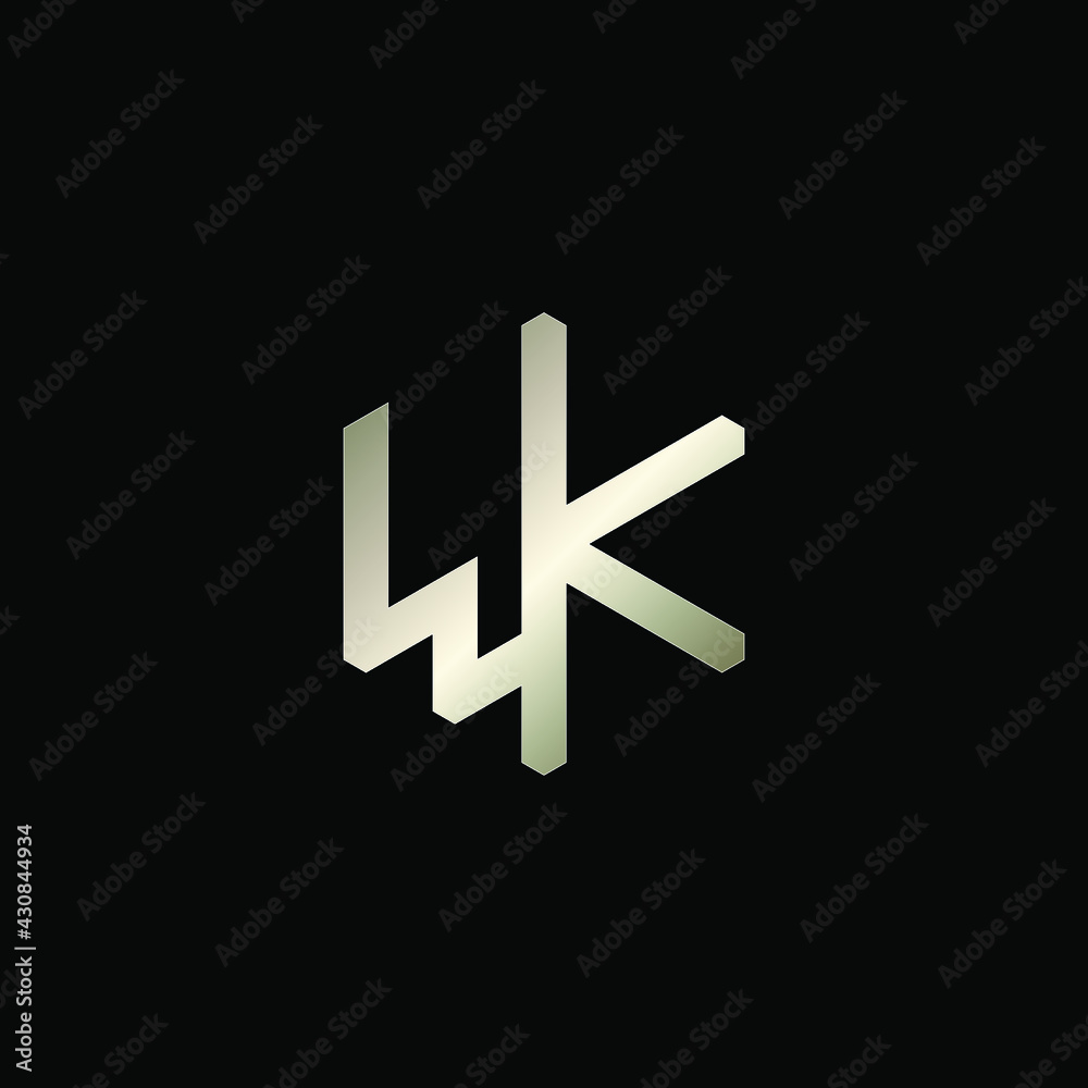 Hexagon Shape Logo with Letters WK Hexagon Shape Logo with Letters WK