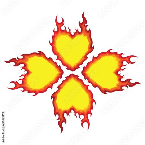 Burning Flame Shaped Four Leaf Clover Vector Pattern