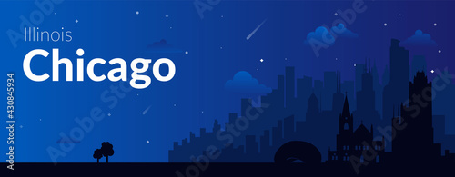 Chicago, USA famous city scape view background.