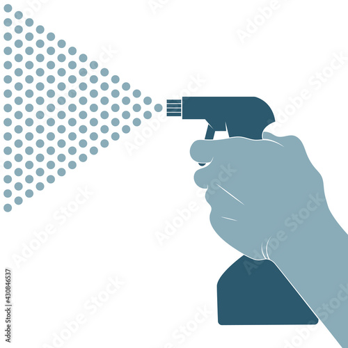 Cleaner and disinfectant in hand silhouette