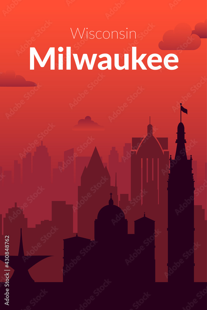 Milwaukee, USA famous city scape view background.