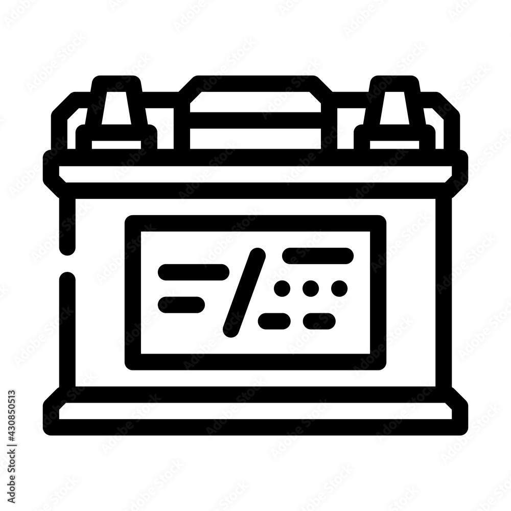 battery car line icon vector. battery car sign. isolated contour symbol black illustration battery car line icon vector. battery car sign. isolated contour symbol black illustration