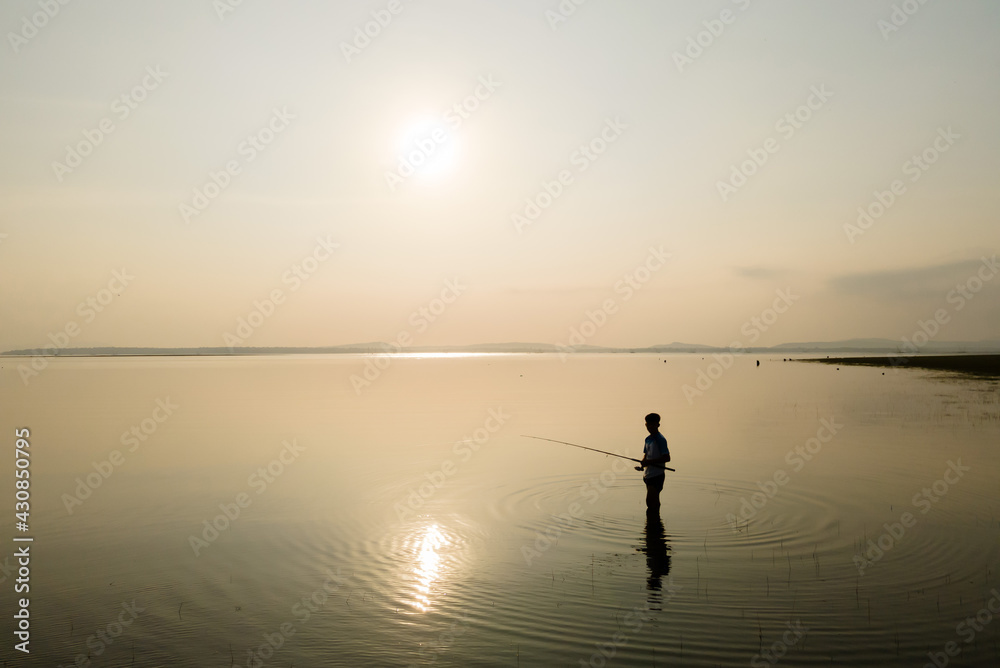 Pictures of river views and angler silhouettes Taken from above