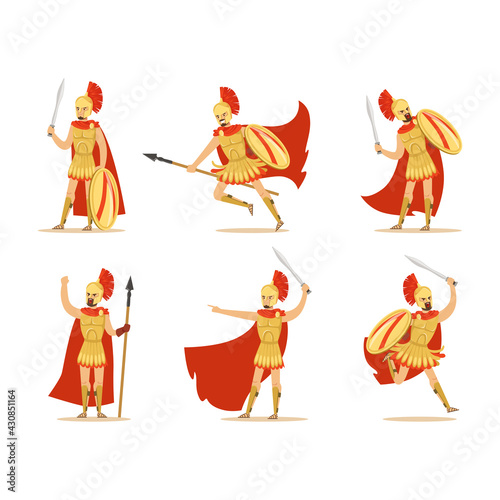 Gladiator or Swordsman as Roman Armed Combatant Vector Set