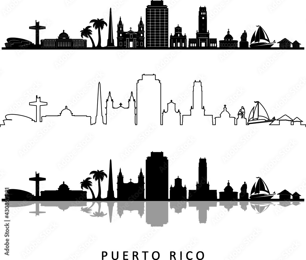 PUERTO RICO San Juan Usa City Skyline Vector