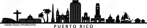 Obraz na płótnie PUERTO RICO San Juan Usa City Skyline Vector
w salonie