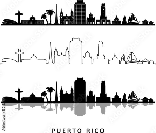 Obraz na płótnie PUERTO RICO San Juan Usa City Skyline Vector
w salonie