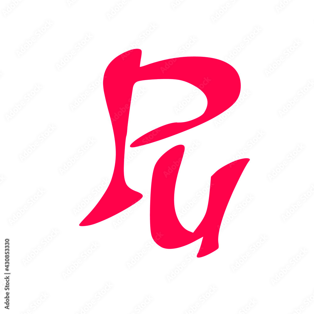 Pu initial handwritten pink logo for identity Pu initial handwritten pink logo for identity