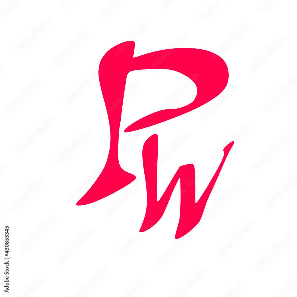 Pw initial handwritten pink logo for identity Pw initial handwritten pink logo for identity