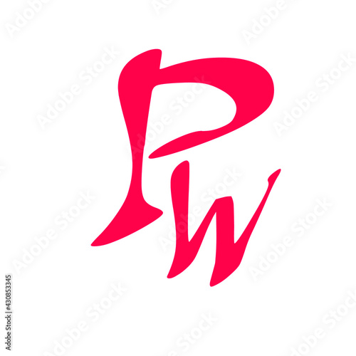 Pw initial handwritten pink logo for identity