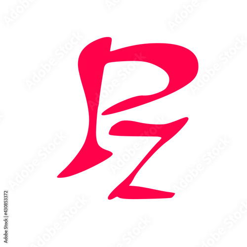 Pz initial handwritten pink logo for identity