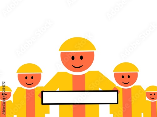 Worker holding blank board on their hand illustration image  © urvesh koli