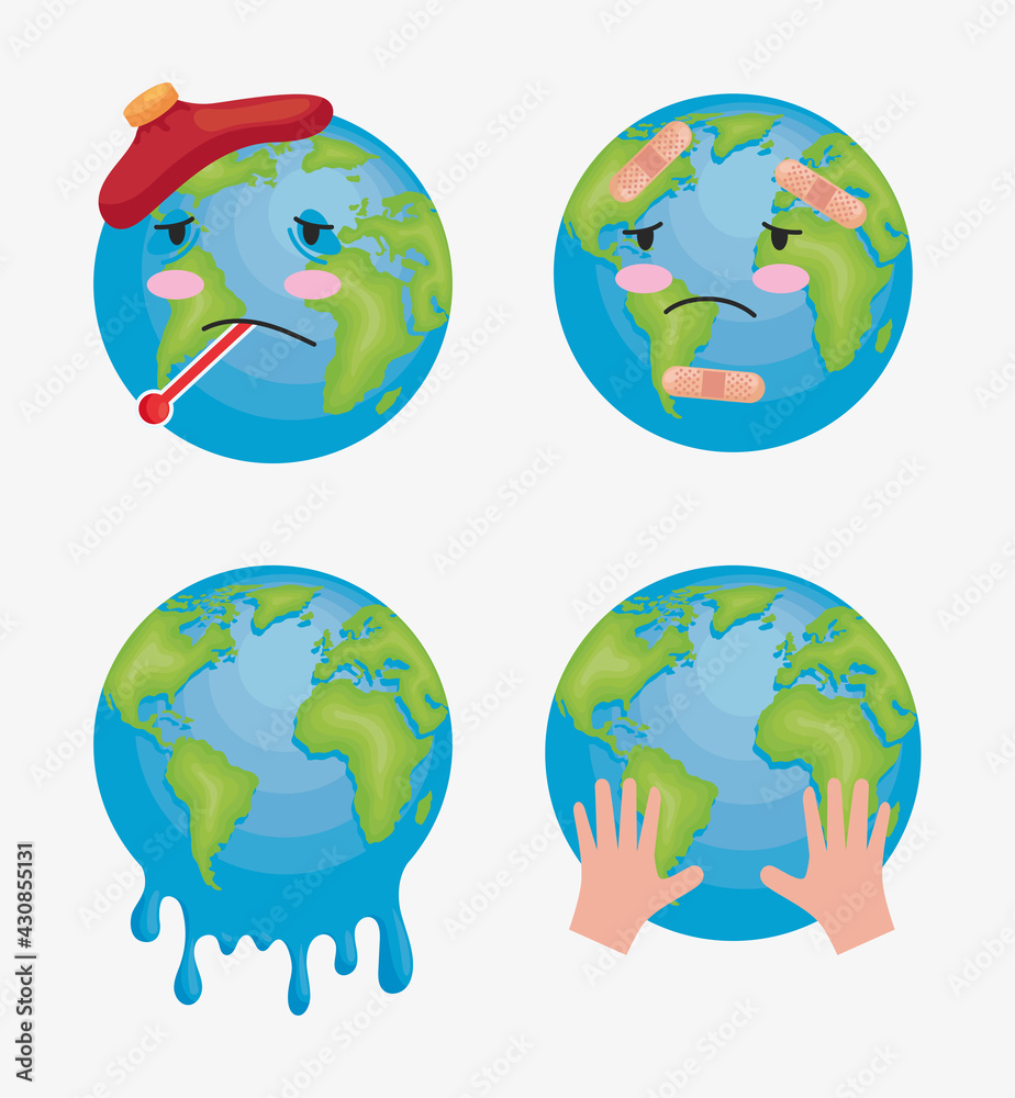 Naklejka premium four global warming icons