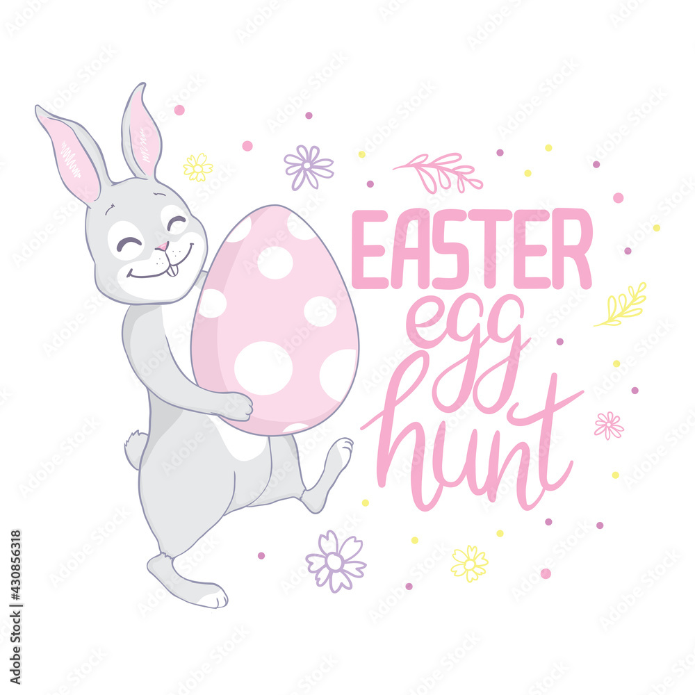 Easter bunny with a handwritten headline 