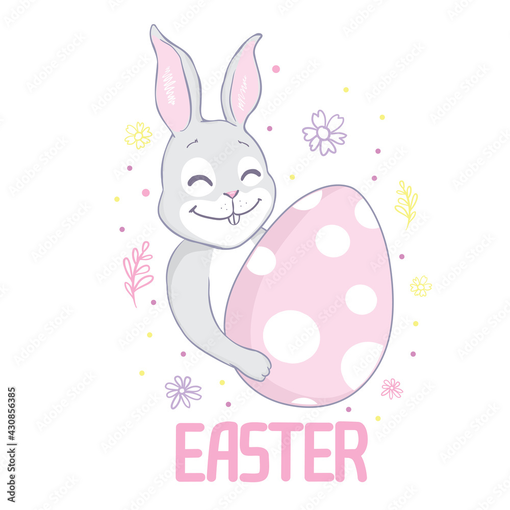 Easter bunny with a handwritten headline Easter bunny with a handwritten headline