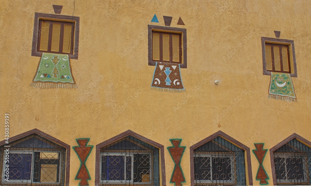 Obraz premium The exterior design and drawings of a Nubian house in Aswan in Egypt