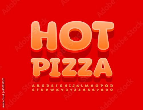 Vector bright logo Hot Pizza. Creative bright Font. Modern Alphabet Letters and Numbers set