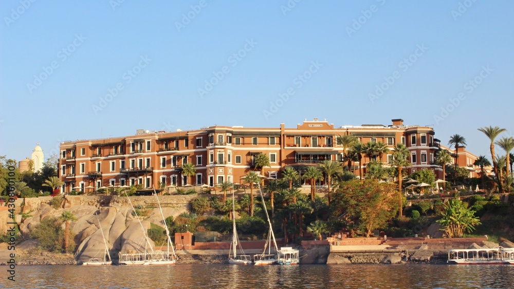 The exterior façade view of  the famous Cataract hotel in Aswan in Egypt
