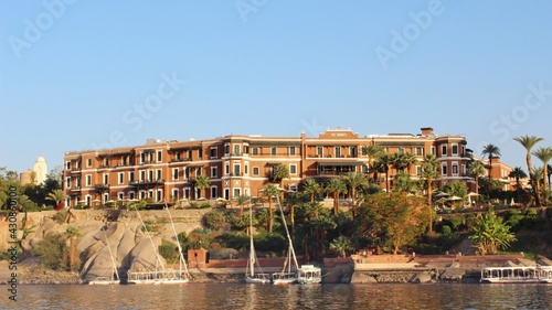 The exterior façade view of the famous Cataract hotel in Aswan in Egypt