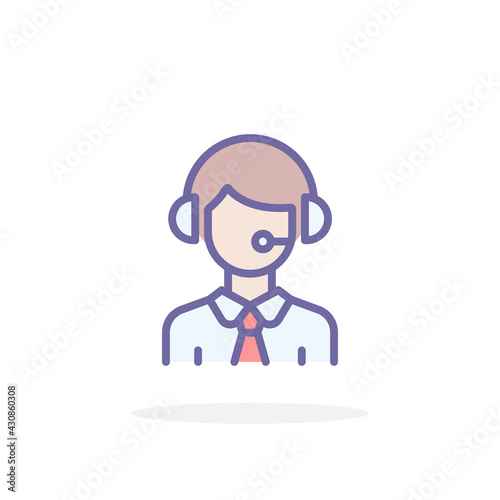 Call center icon in filled outline style.