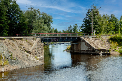 A small railway bridge over the river.