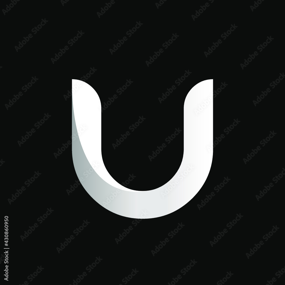 Letter U logo.Typographic signature icon.Lettering sign isolated on black background.Alphabet initial.Uppercase character.Modern, corporate, web, tech style. Letter U logo.Typographic signature icon.Lettering sign isolated on black background.Alphabet initial.Uppercase character.Modern, corporate, web, tech style.