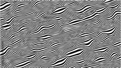 Wavy striped surface. Black and white lines with ripples effect. Vector background.