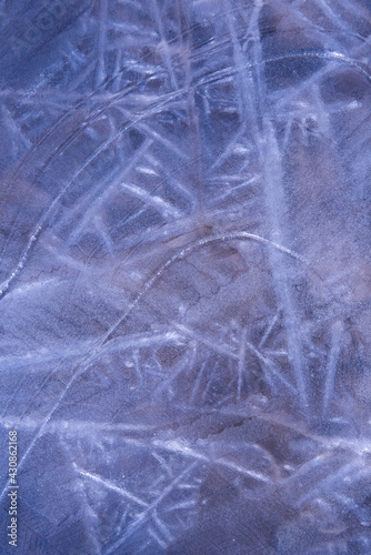 Ice structure. Abstract illustration in purple tones. Background, texture of frozen water. Frosty drawing on the window © dewessa