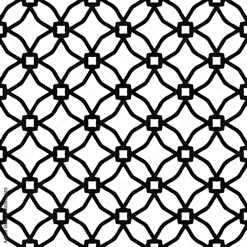 Fototapeta premium Geometric vector pattern with triangular elements. Seamless abstract ornament for wallpapers and backgrounds. Black and white colors.