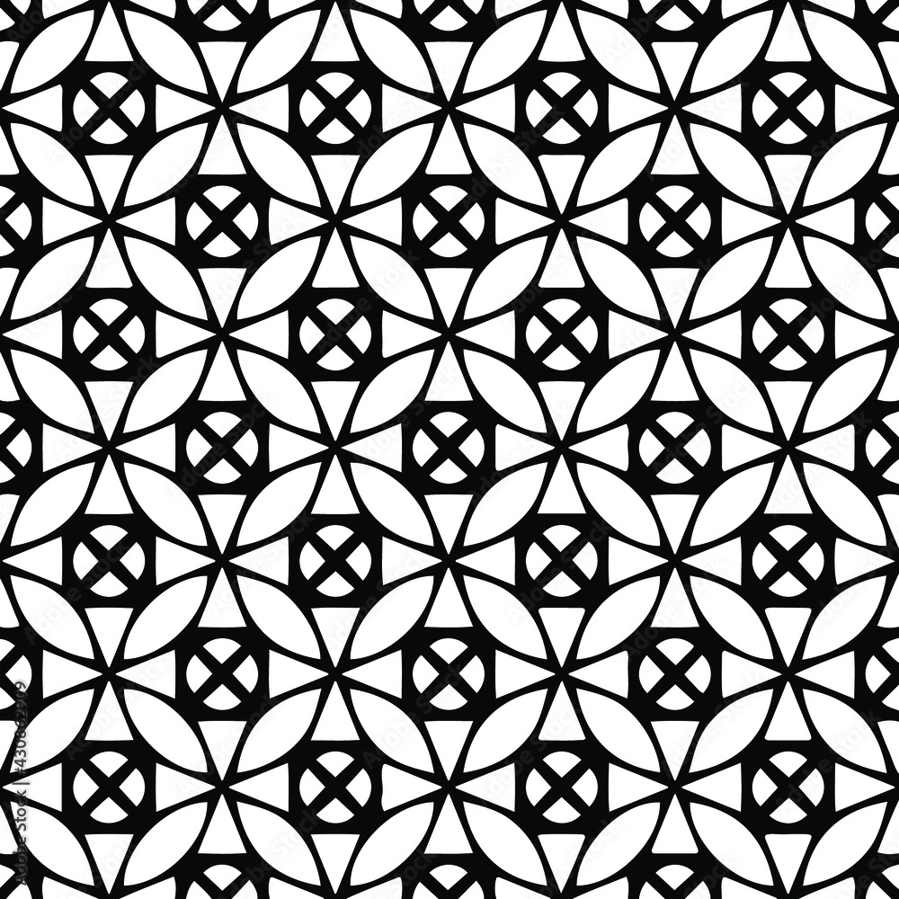 Geometric vector pattern with triangular elements. Seamless abstract ornament for wallpapers and backgrounds. Black and white colors. Geometric vector pattern with triangular elements. Seamless abstract ornament for wallpapers and backgrounds. Black and white colors.