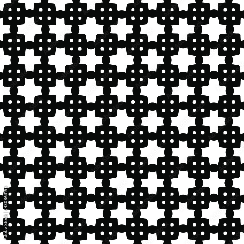 Geometric vector pattern with triangular elements. Seamless abstract ornament for wallpapers and backgrounds. Black and white colors. 