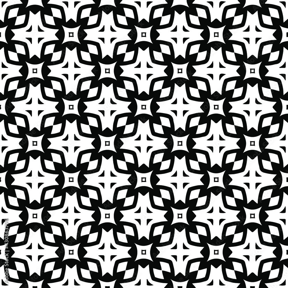 Geometric vector pattern with triangular elements. Seamless abstract ornament for wallpapers and backgrounds. Black and white colors. 