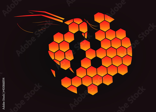 honeycomb bee silhouette print, logo