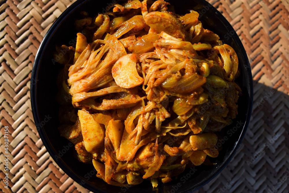 Jackfruit stir fry curry or Kathal ki sabji. Indian delicious side dish