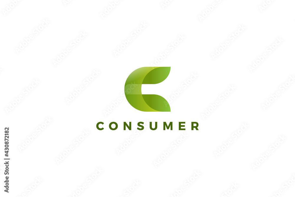 Letter c leafy green eco logo