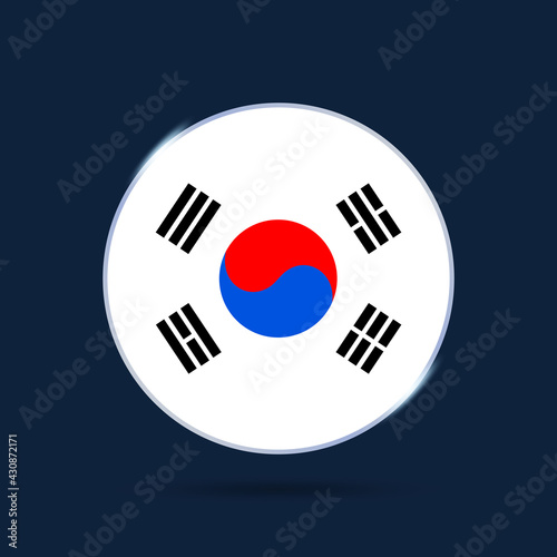 south korea national flag Circle button Icon. Simple flag, official colors and proportion correctly. Flat vector illustration.