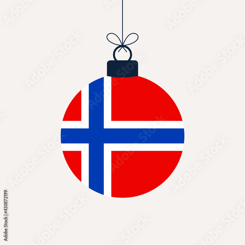 Christmas ball with flag. Greeting card Vector illustration. Merry Christmas Ball with Flag isolated on white background